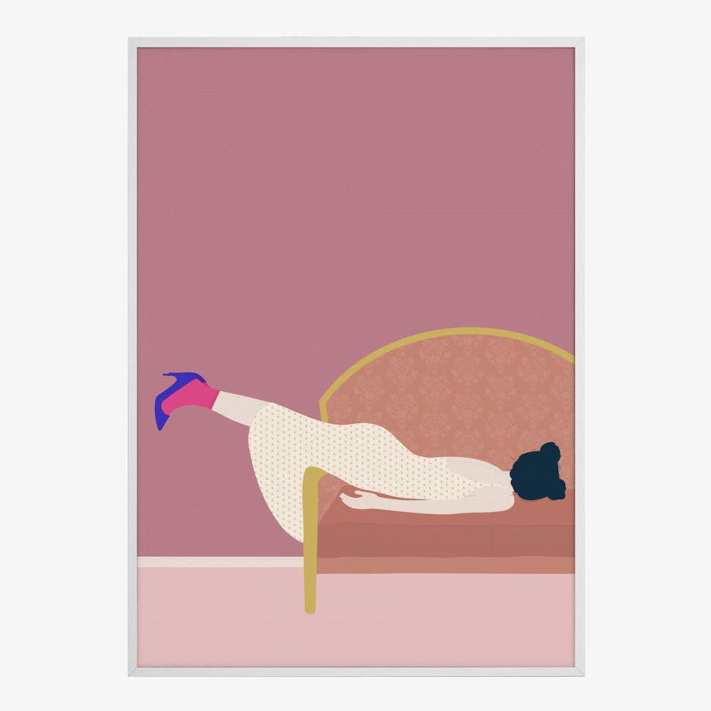 Pink Settee Lounger Art Print - Minimalist Fashion Decor