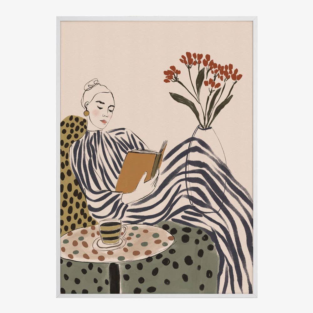 Chic Woman Reading Art Print - Painterly Editorial Decor
