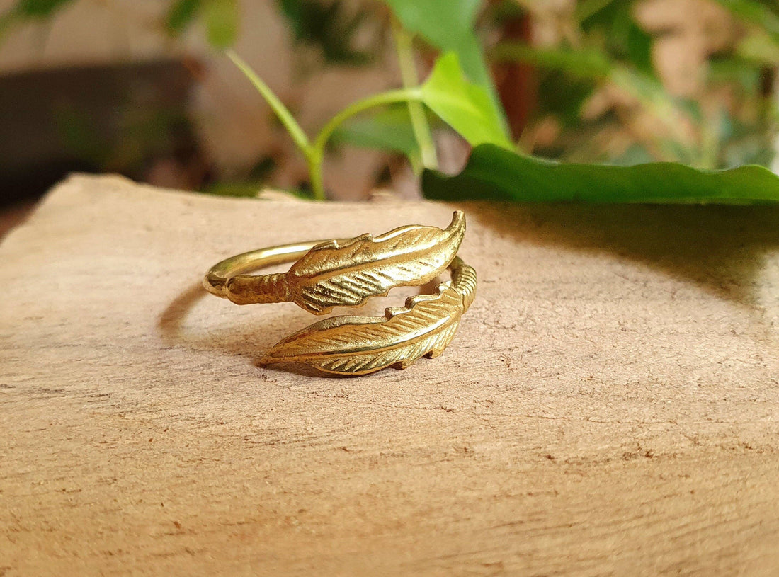 JOYCE Brass Feather Boho Ring