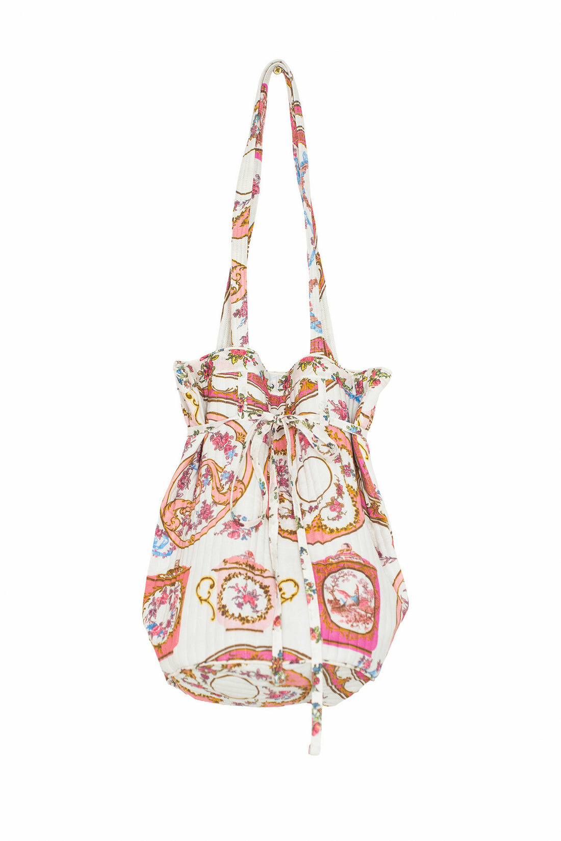 One Hundred Stars Sleeping Stars Collection Cotton Vanity Bag in Pink Afternoon Tea Print - VBGAFTPIN