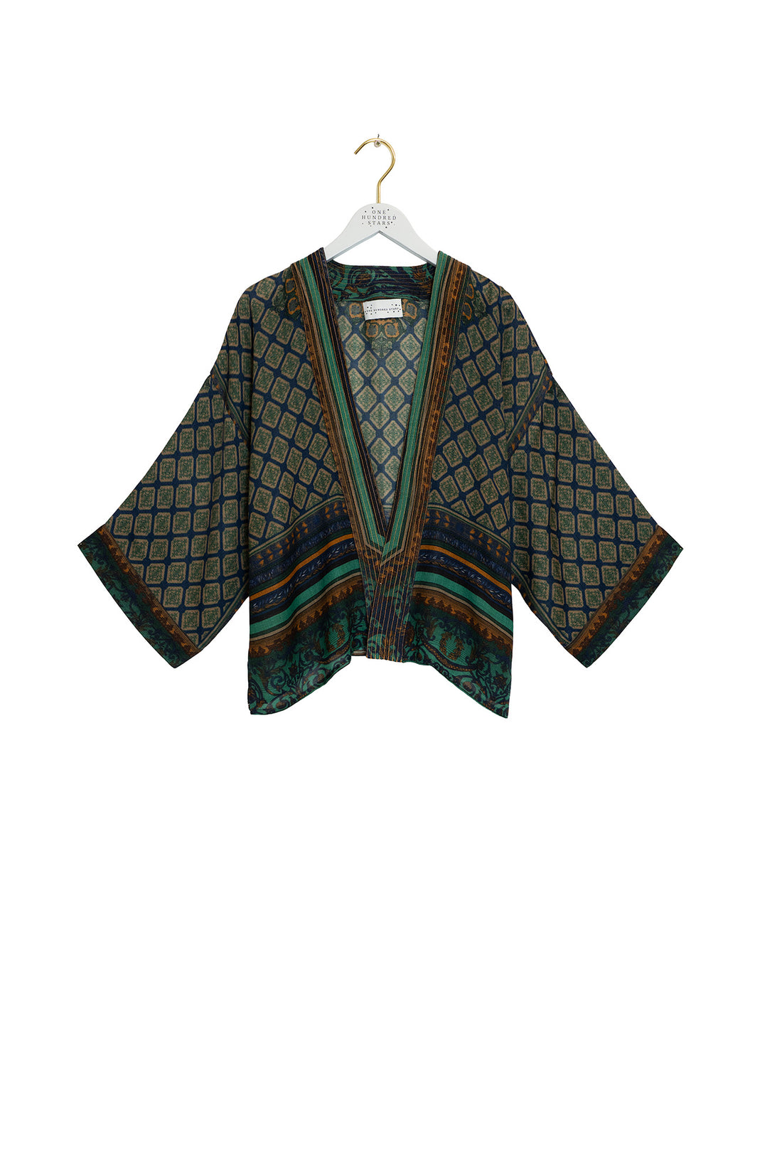WOOL Short Kimono in Amulet Emerald by One Hundred Stars - WKMAMUEML