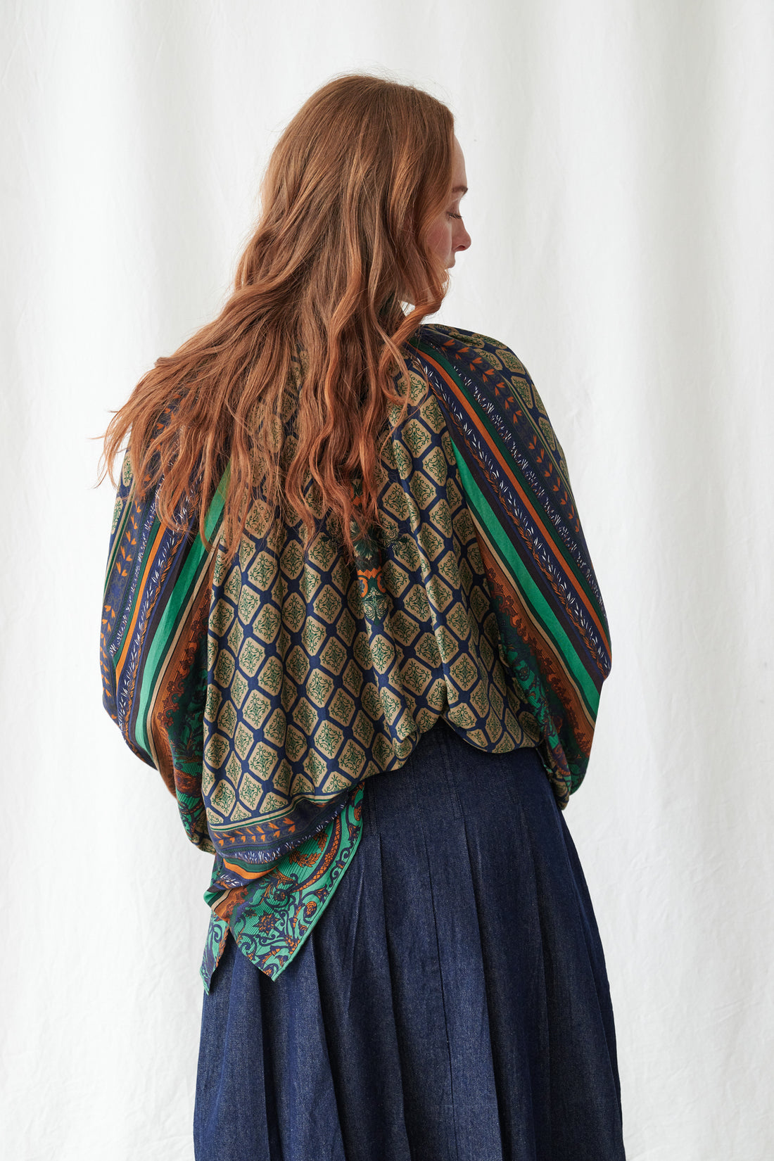 Pussybow Blouse in Emerald Amulet Print by One Hundred Stars - TPBAMUEML