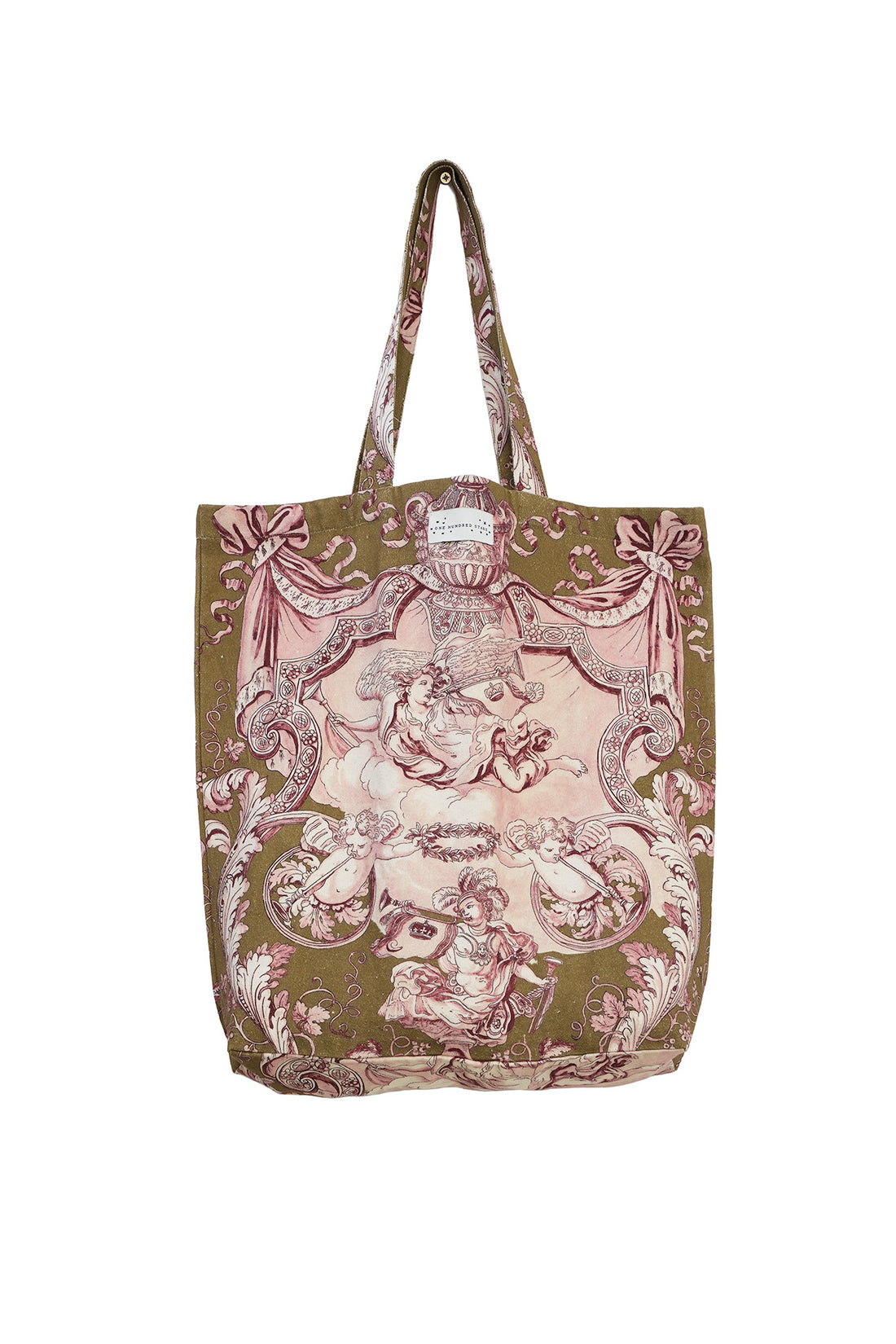 One Hundred Stars Large Canvas Shopper Bag in Angels Olive -