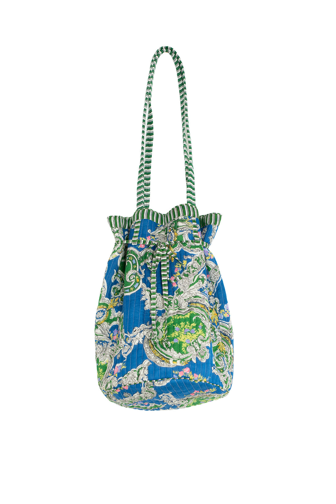 One Hundred Stars Sleeping Stars Collection Cotton Vanity Bag in Blue Cartouche Print - WBGCARBLU