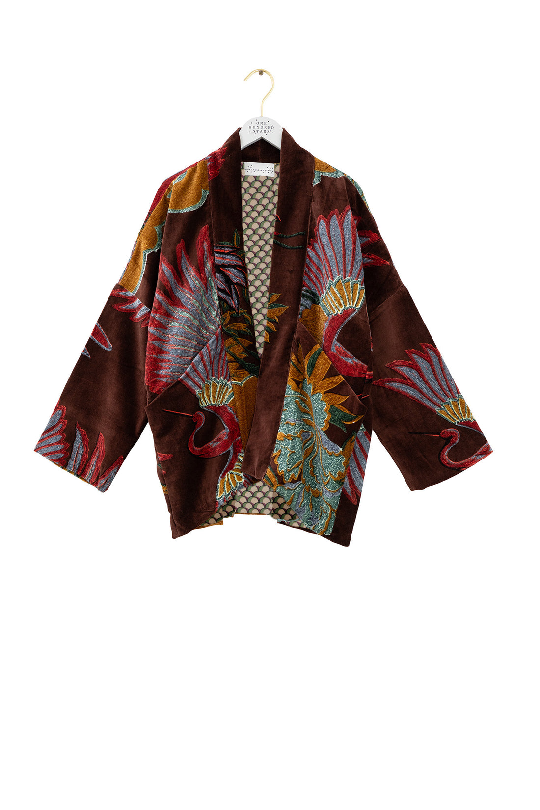 One Hundred Stars Velvet Pocket Jacket in Crane Brown - VPKCRABWN
