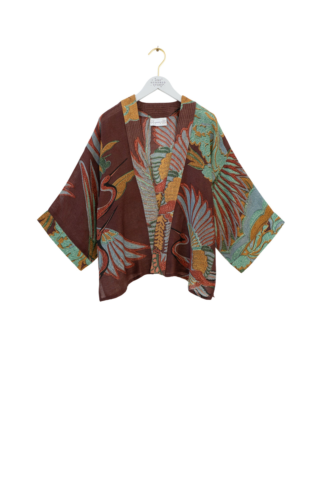 WOOL Short Kimono in Crane Brown by One Hundred Stars - WKMCRABWN