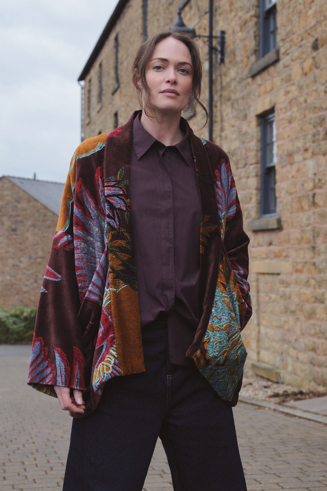 One Hundred Stars Velvet Pocket Jacket in Crane Brown - VPKCRABWN