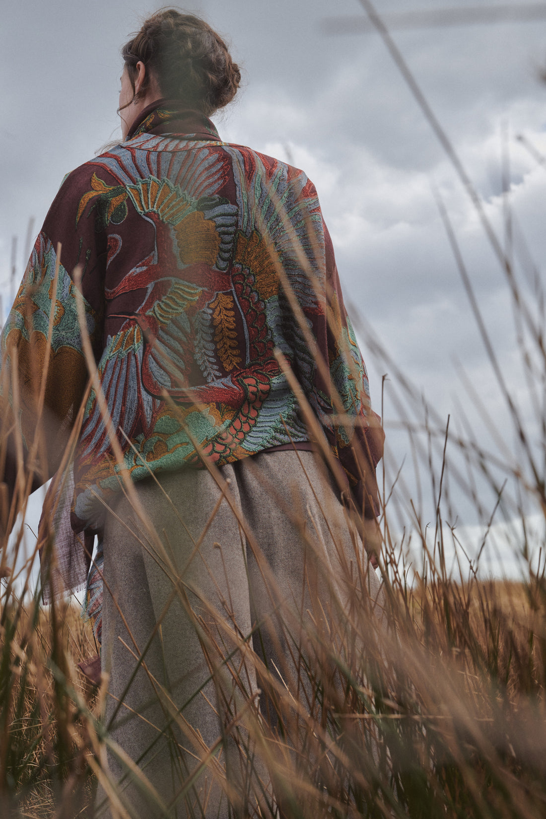 WOOL Short Kimono in Crane Brown by One Hundred Stars - WKMCRABWN