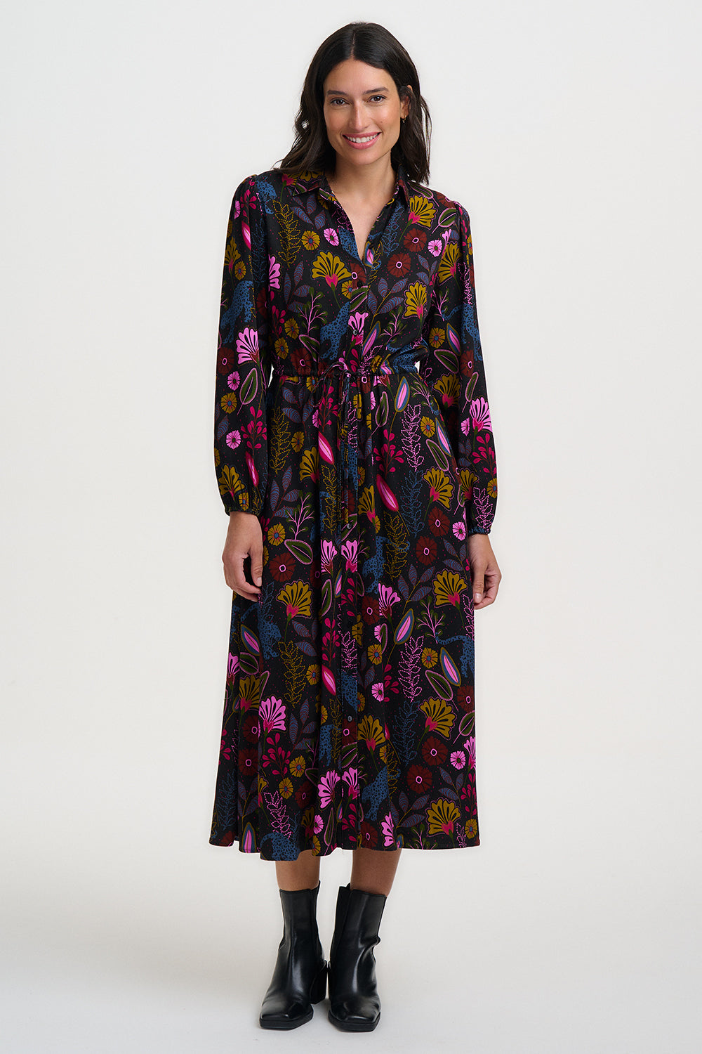 DOTTIE Maxi Shirt Dress in Panther Jungle Print