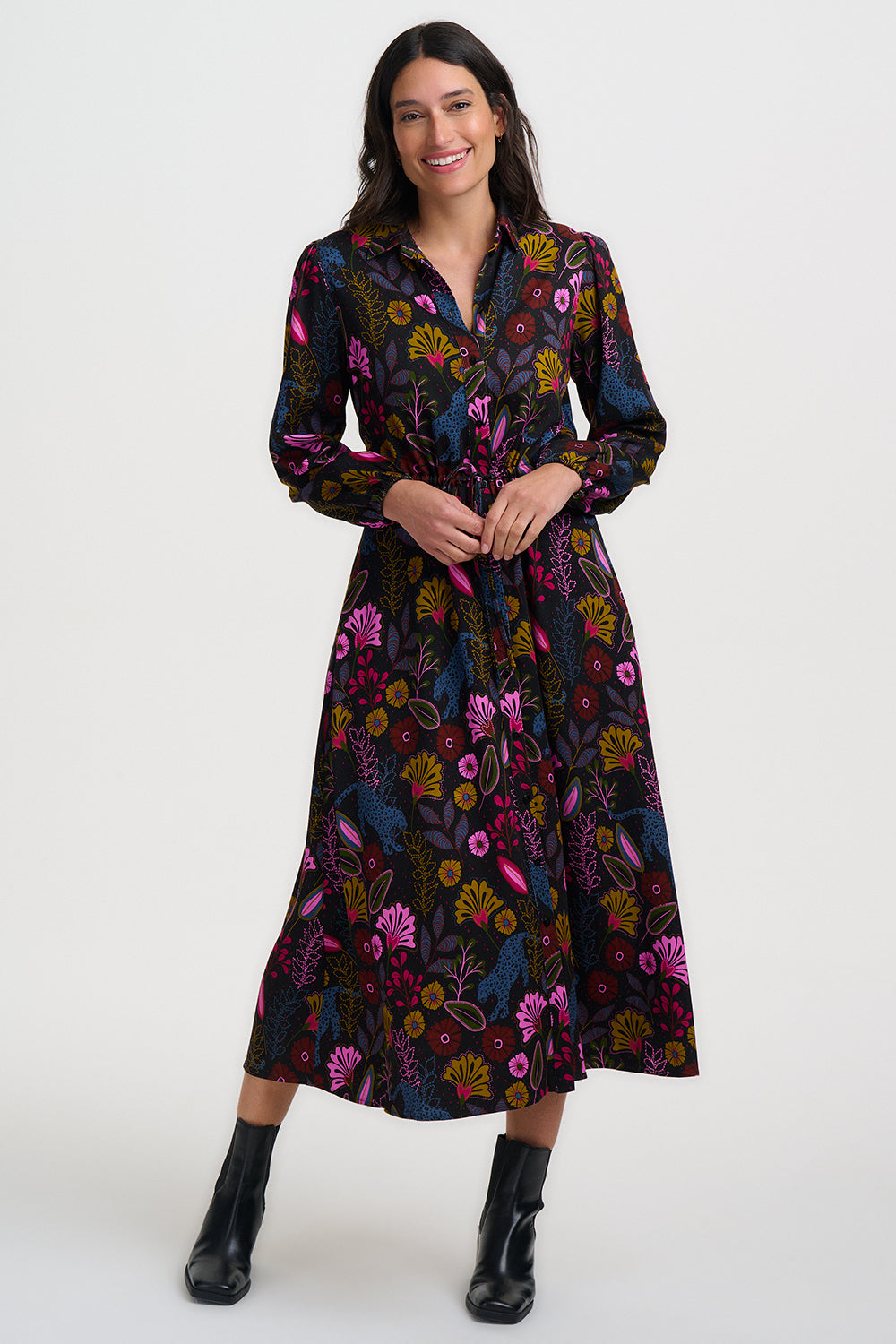 DOTTIE Maxi Shirt Dress in Panther Jungle Print