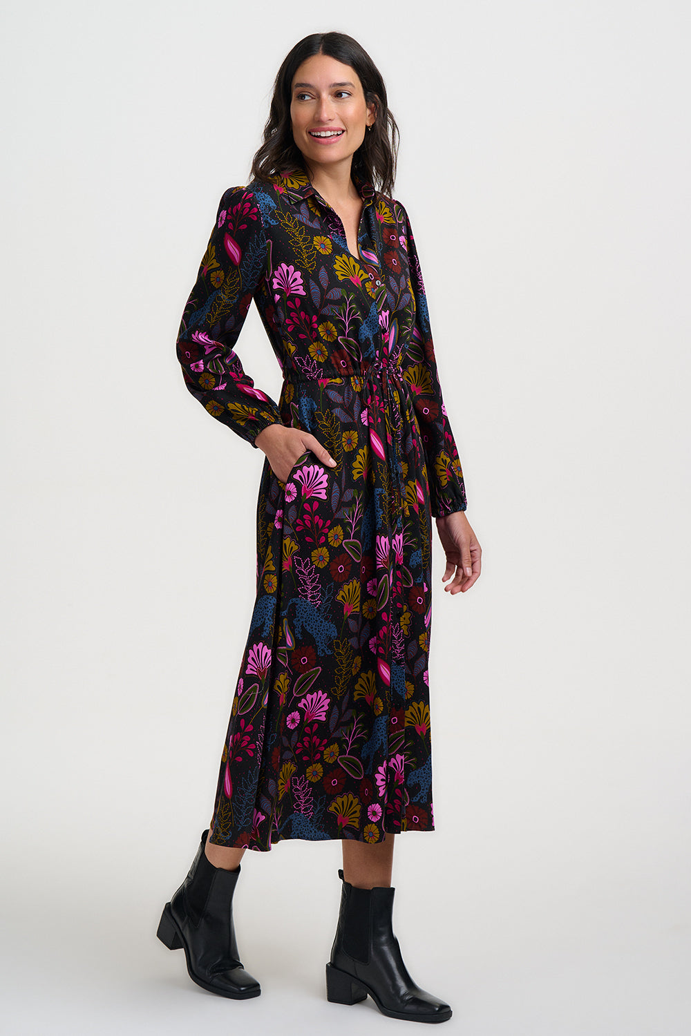 DOTTIE Maxi Shirt Dress in Panther Jungle Print