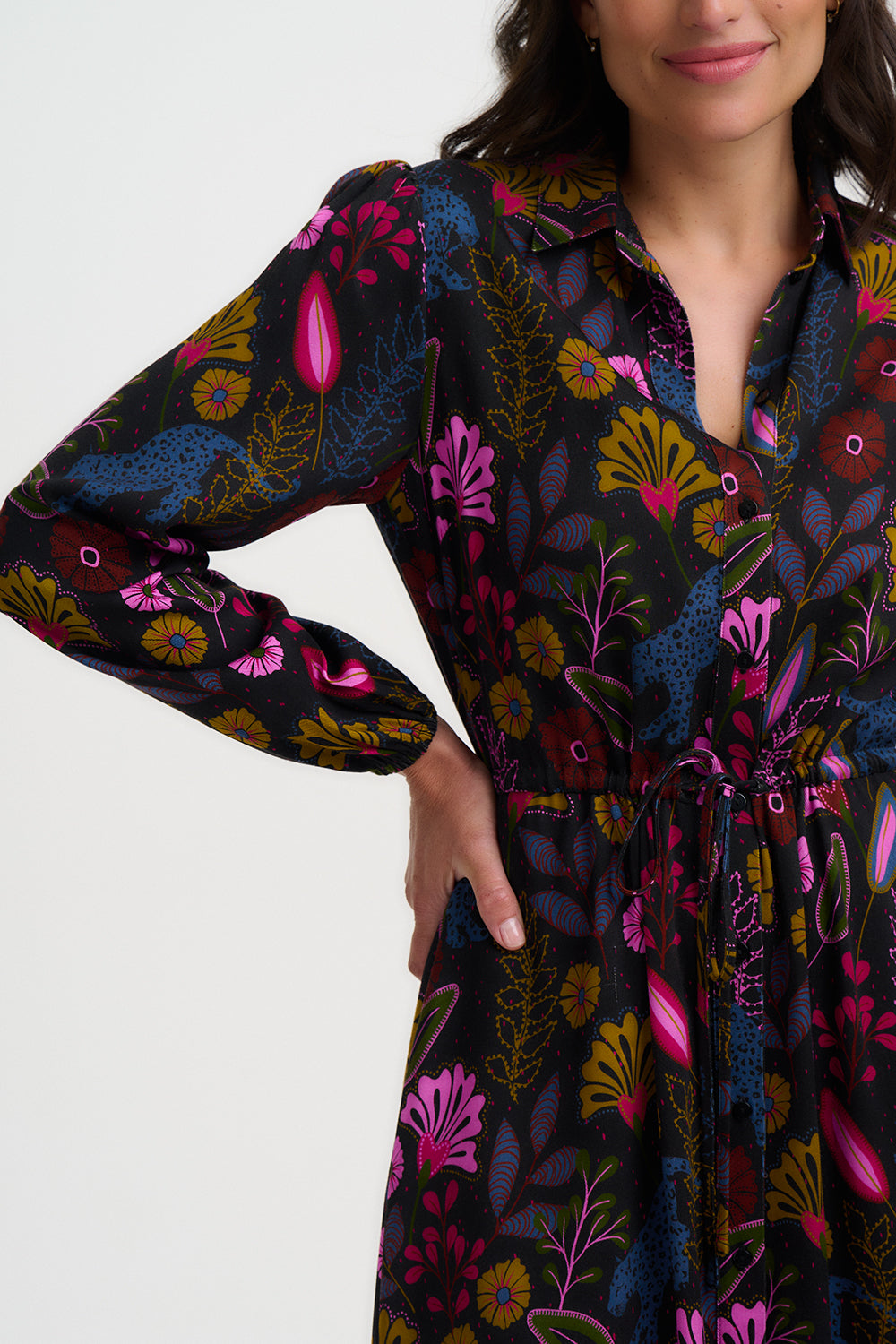 DOTTIE Maxi Shirt Dress in Panther Jungle Print