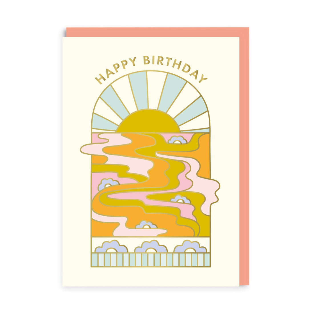 Sunrise Happy Birthday 70s Greeting Card