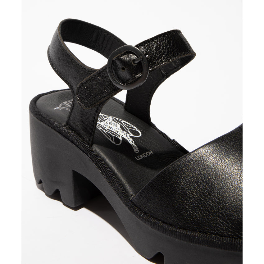 MOUSSE Block Heel Leather Sandal by Fly London - TULL503FLY