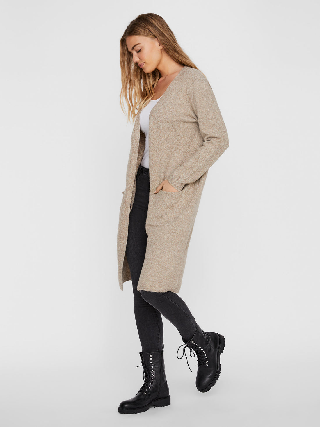 Doffy Open Cardigan in Sand