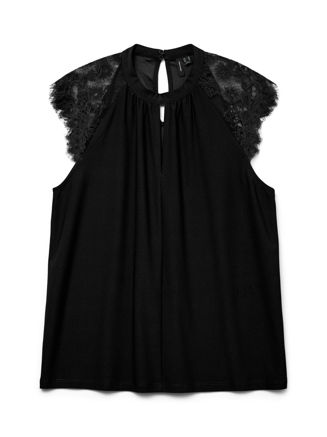 MILLA Lace Cap Sleeve Vest Top in Black