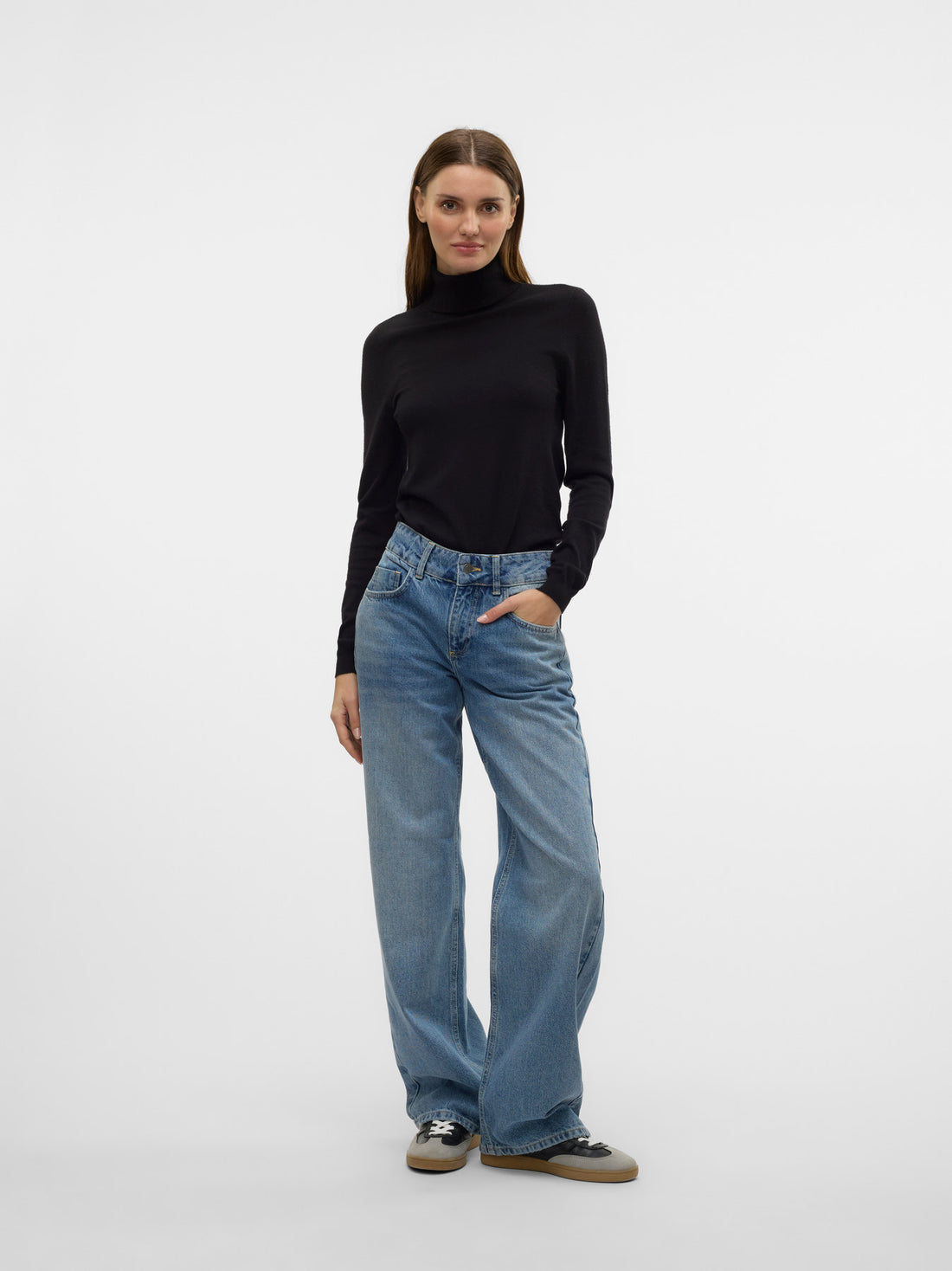 HAPPINESS Roll Neck Top in Black