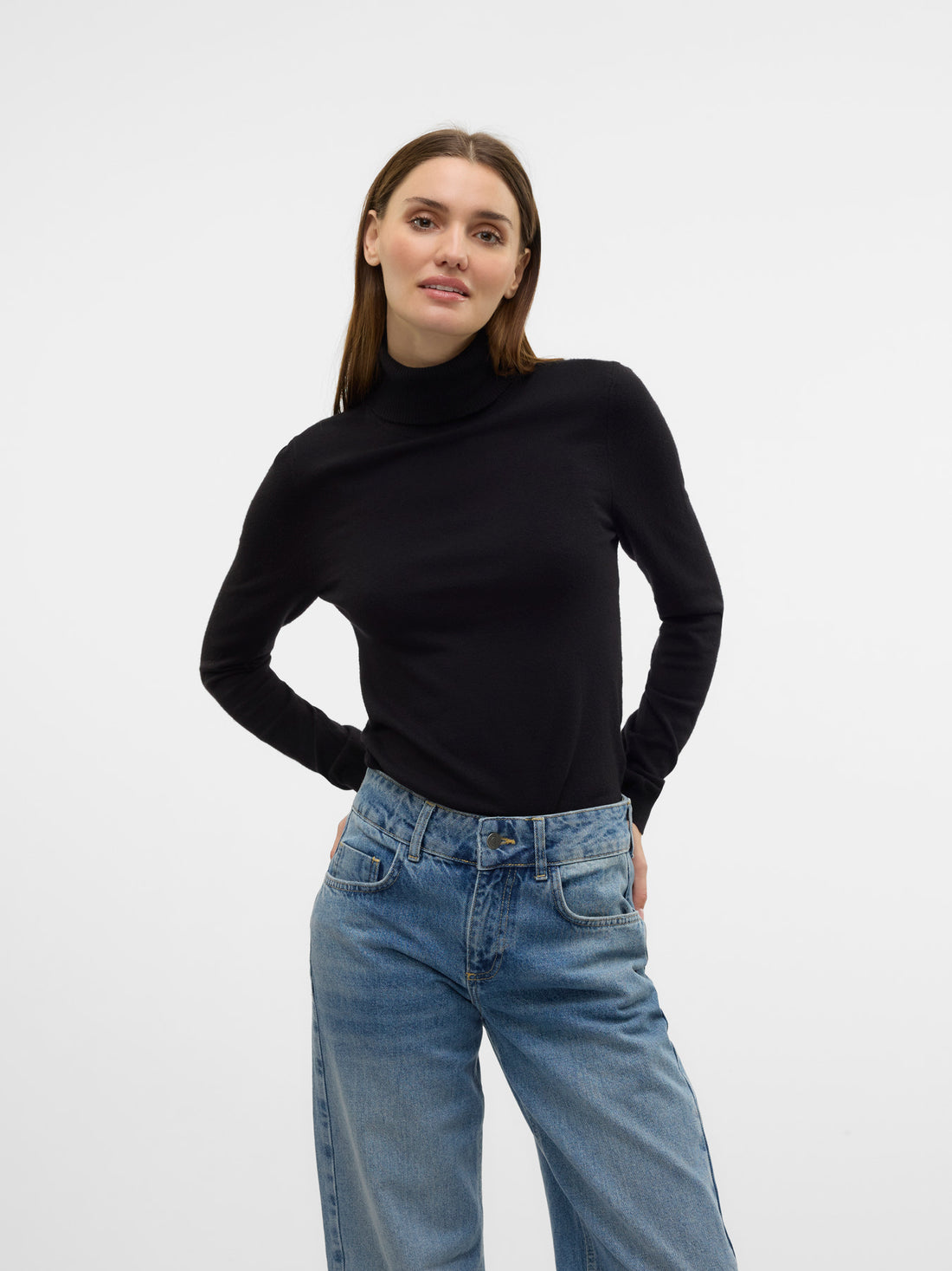 HAPPINESS Roll Neck Top in Black