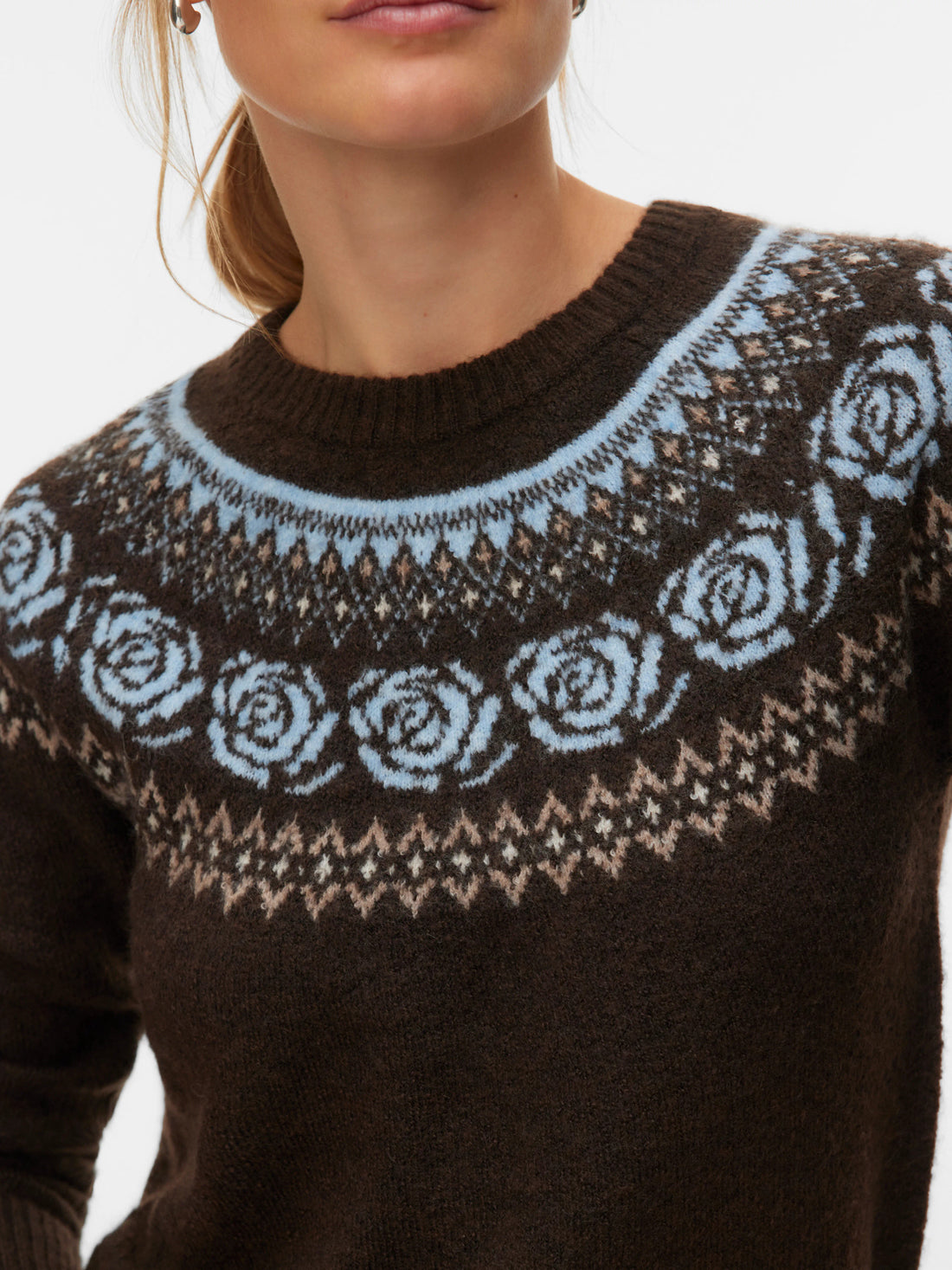 SIMONE Nordic Folk Pullover in Blue and Brown