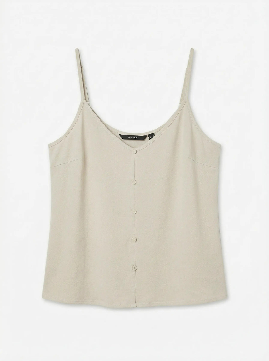 MILO Button Detail Linen Vest Top Oatmeal