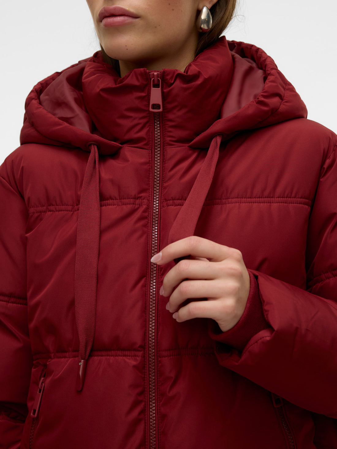 SOPHIE Hooded Padded Jacket in Cherry Red