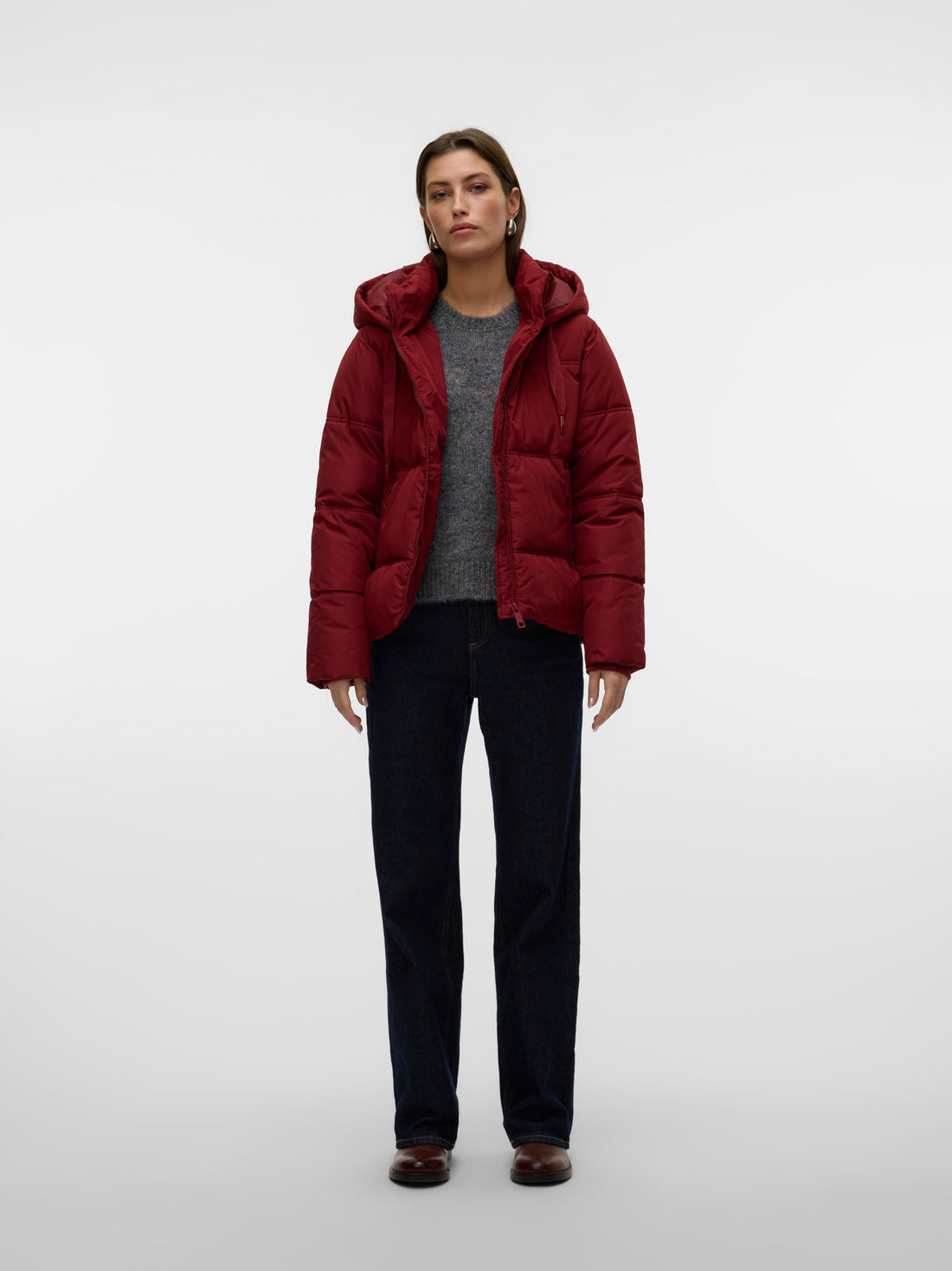 SOPHIE Hooded Padded Jacket in Cherry Red