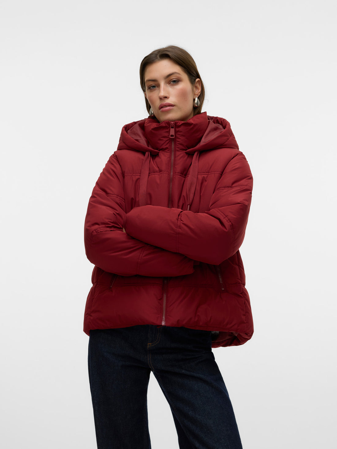 SOPHIE Hooded Padded Jacket in Cherry Red