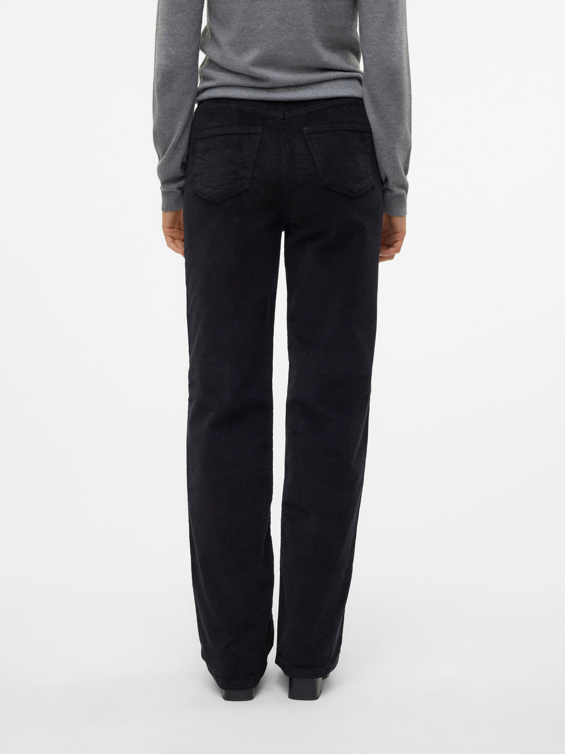 TESSA Corduroy High Rise Wide Leg Trousers in Black