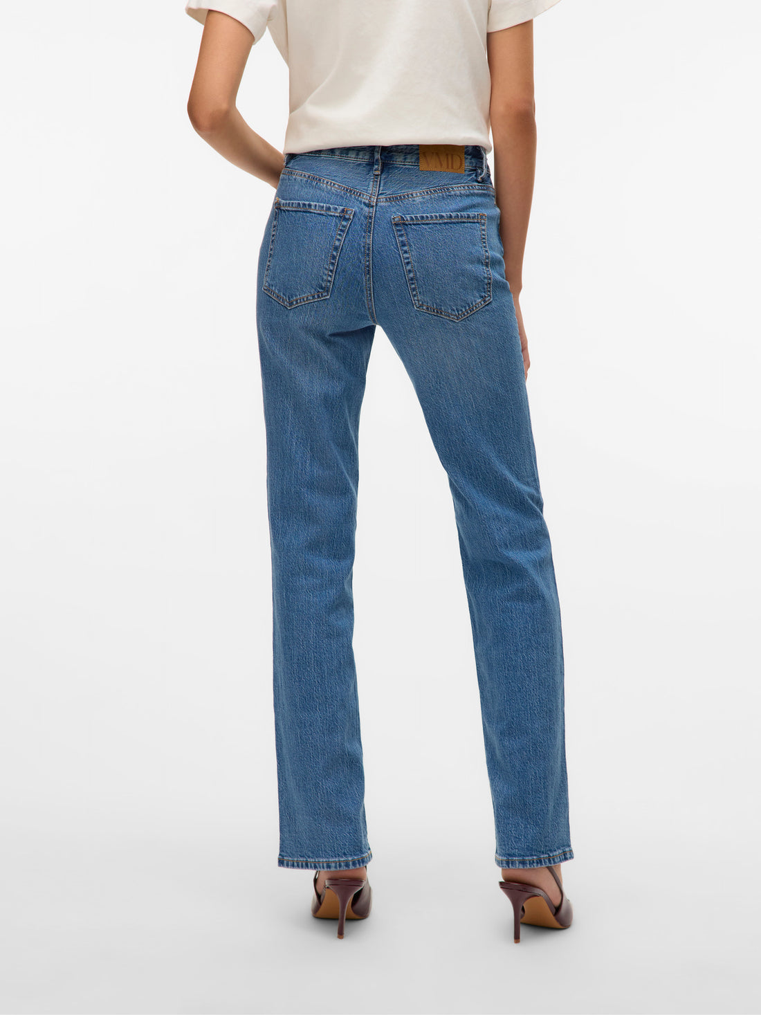 TESSA High Rise Straight Leg Jeans in Classic Mid Blue Denim