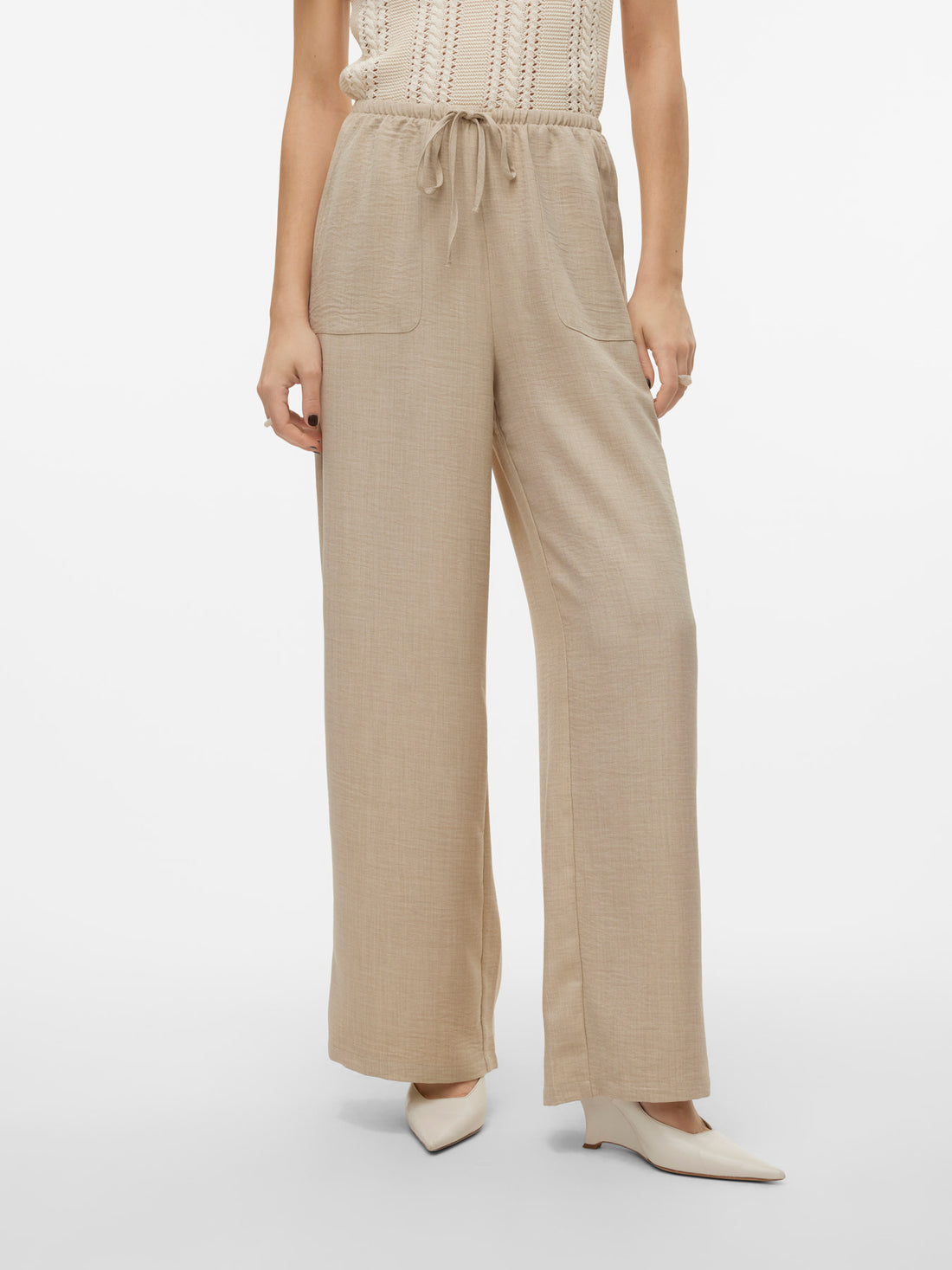 MELANEY Drawstring Lightweight Trousers in Sand