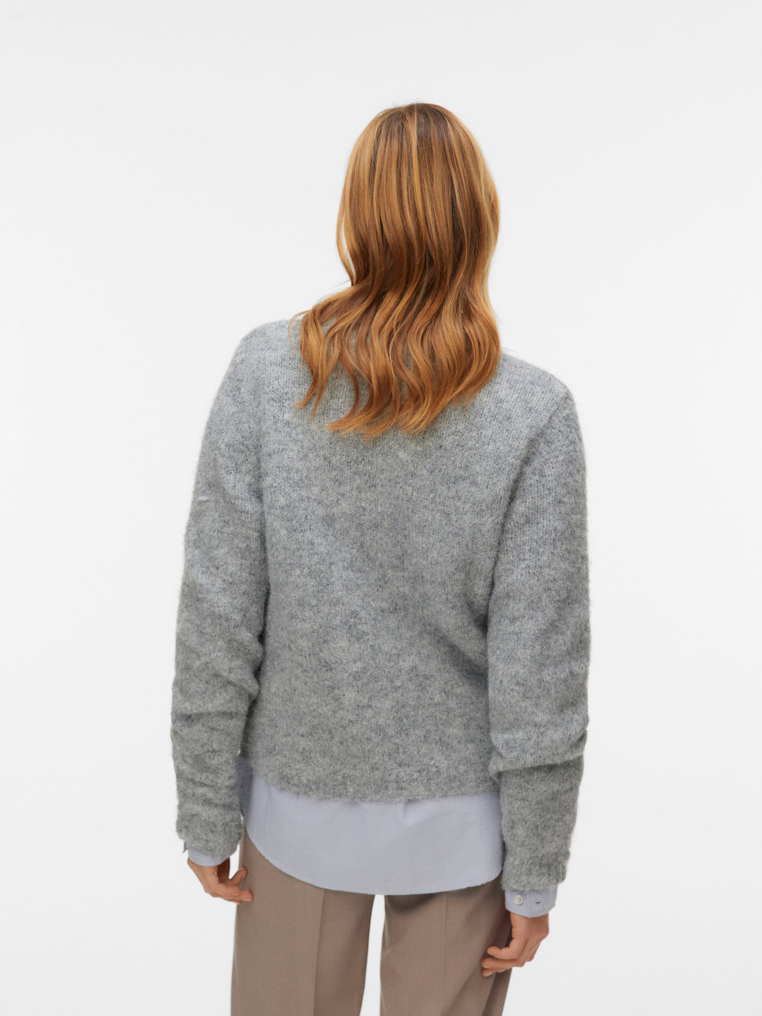 NOVAH O Round Neck Jumper in Mid Grey Melange
