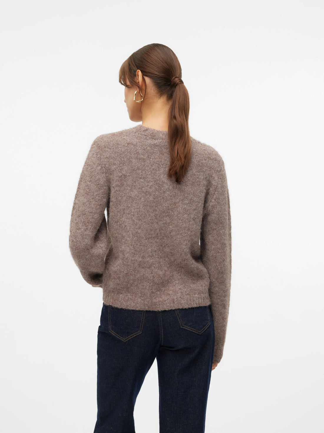 NOVAH O Round Neck Jumper in Light Lentil Brown Melange