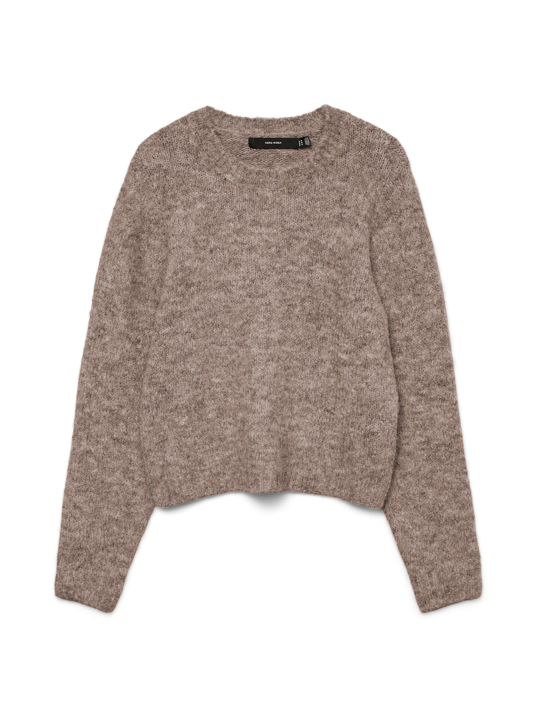 NOVAH O Round Neck Jumper in Light Lentil Brown Melange