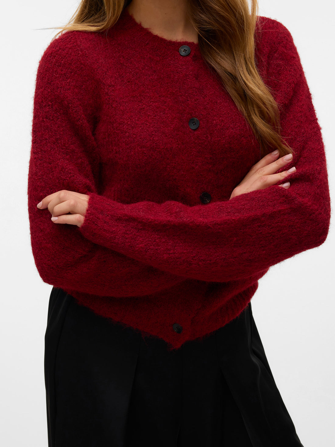 NOVAH Button Down Cardigan in Wine Red