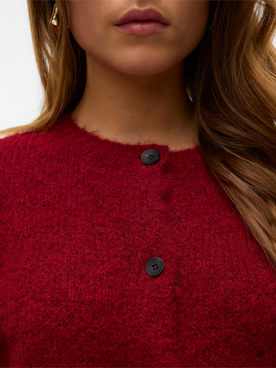 NOVAH Button Down Cardigan in Wine Red