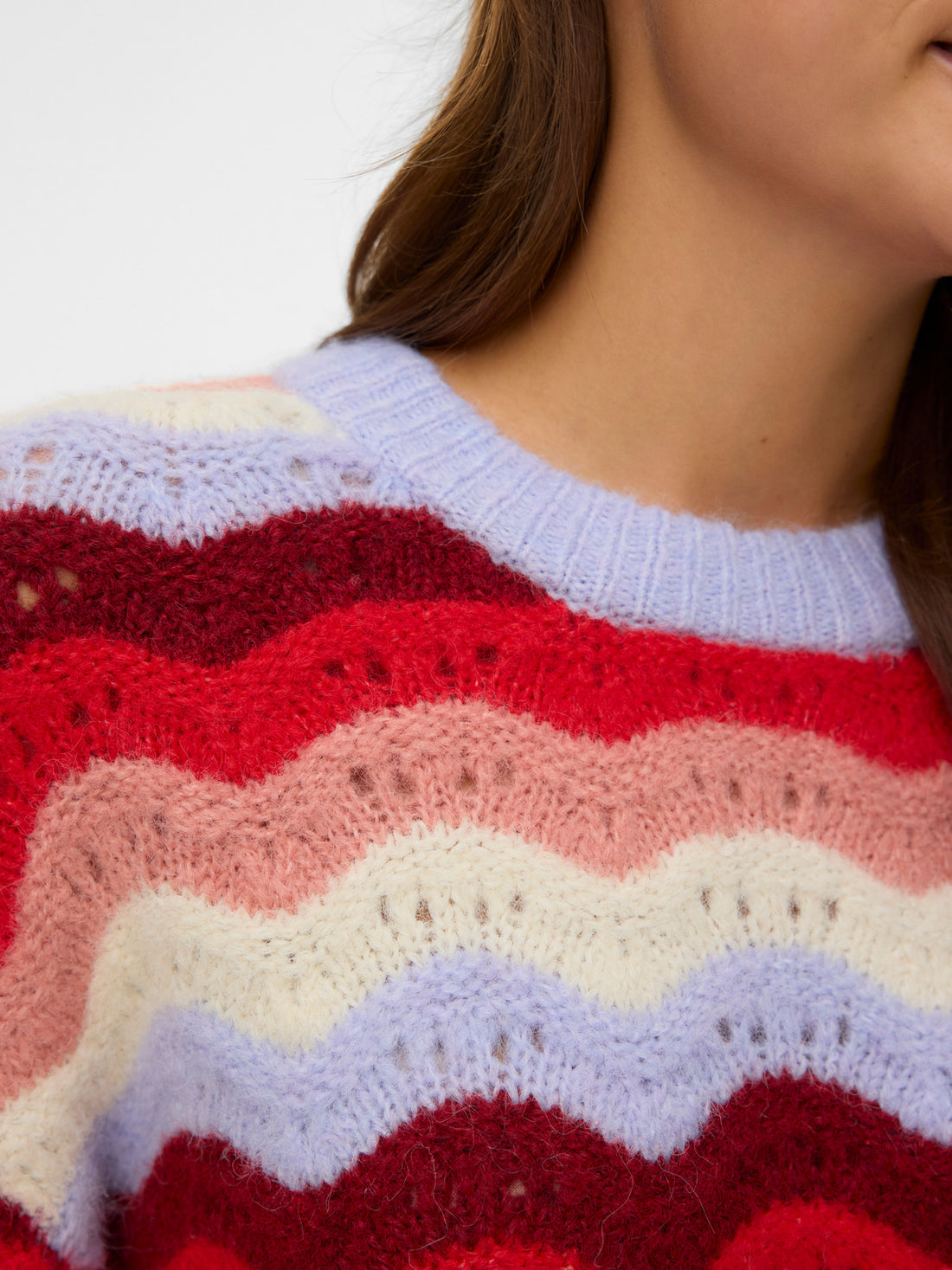 DOJA Wave Retro Print Knit Jumper in Lavender and Red Mix