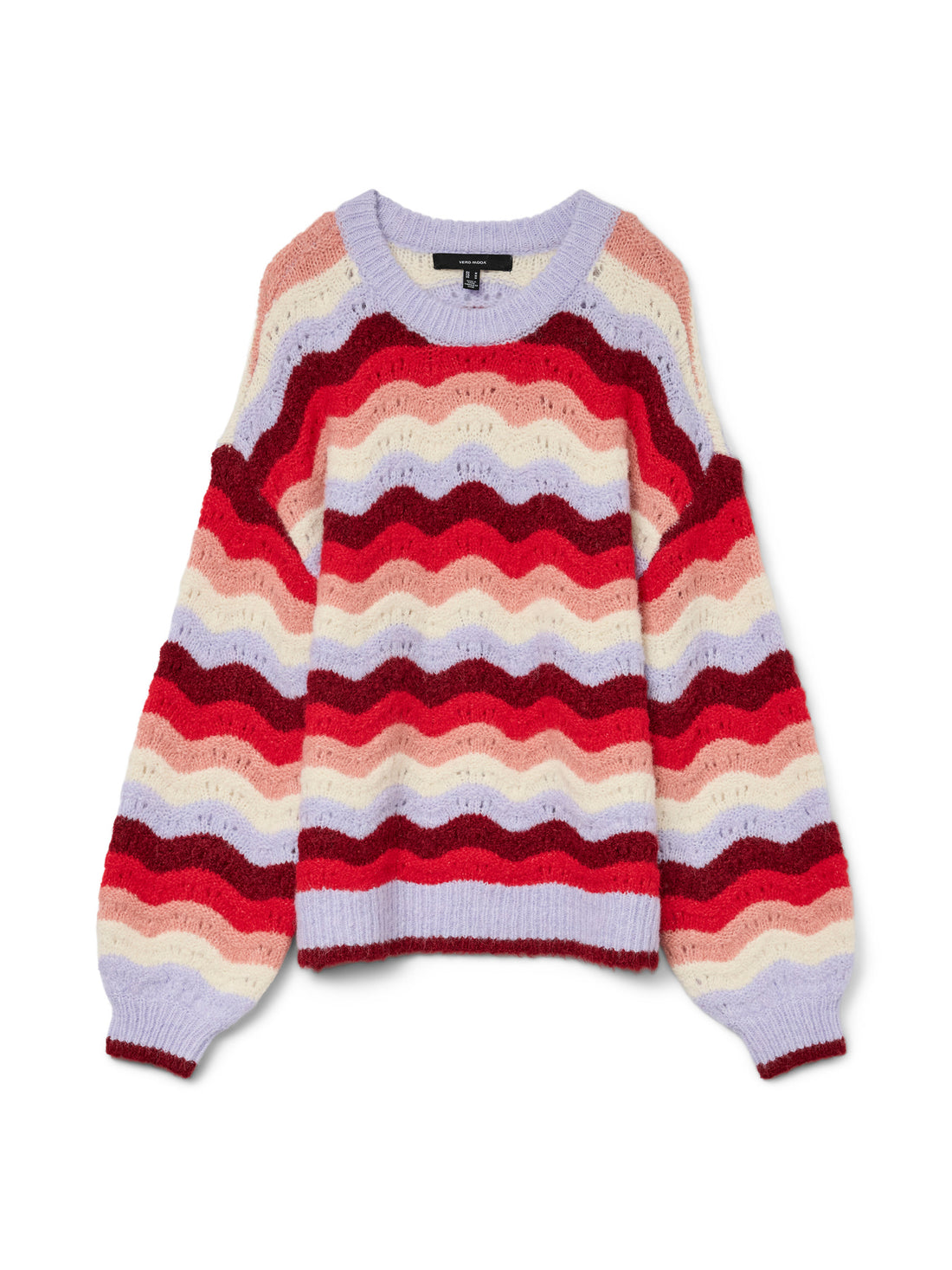 DOJA Wave Retro Print Knit Jumper in Lavender and Red Mix
