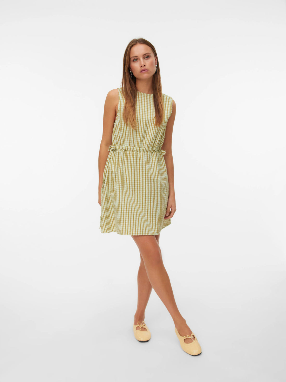 CAMILLA Short Green Check Gingham Sun Dress
