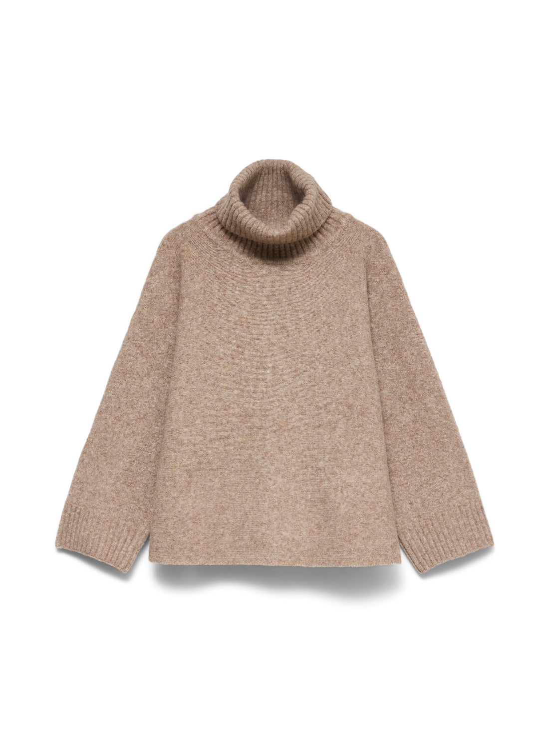 VIOLET High Roll Neck Chunky Knit Jumper in Mink Melange