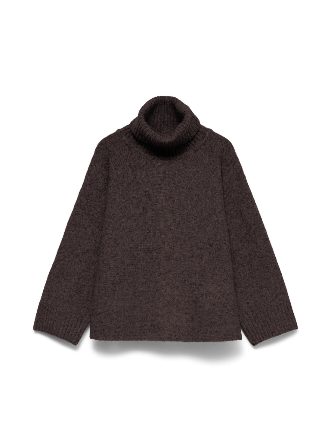 VIOLET High Roll Neck Chunky Knit Jumper in Chocolate Torte Melange
