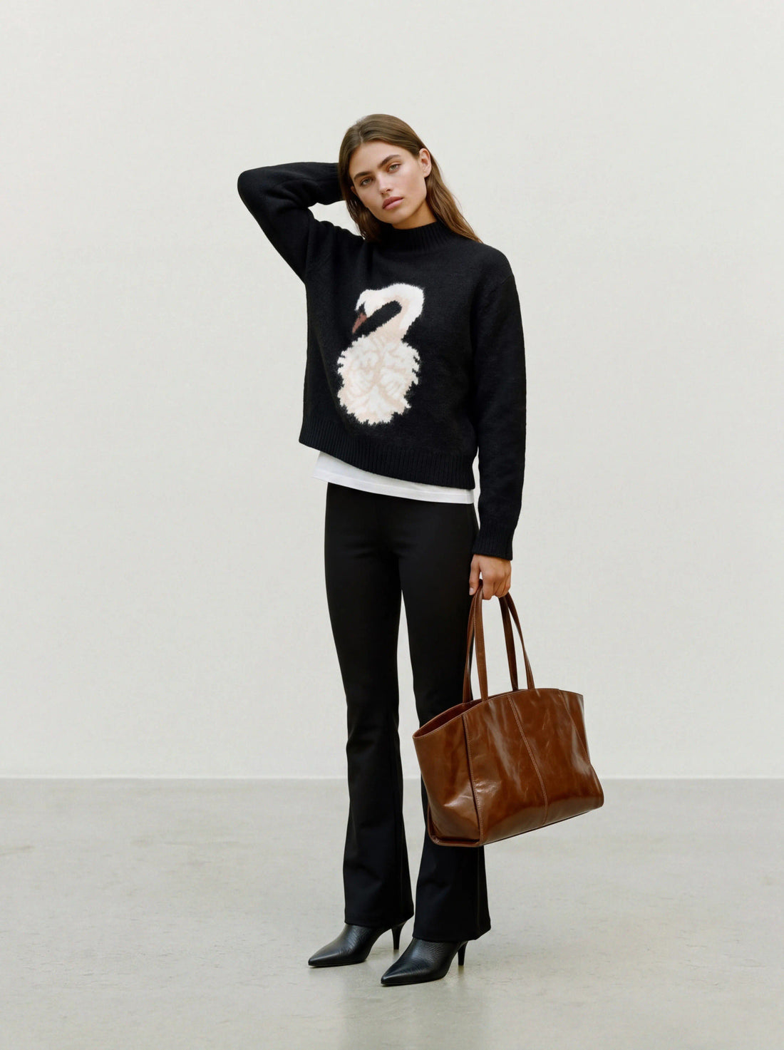 SWAN High Neck Black Jumper