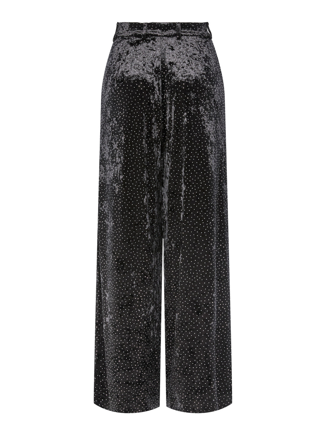 TILLIA Velvet Rhinestone Sparkle Trousers in Black