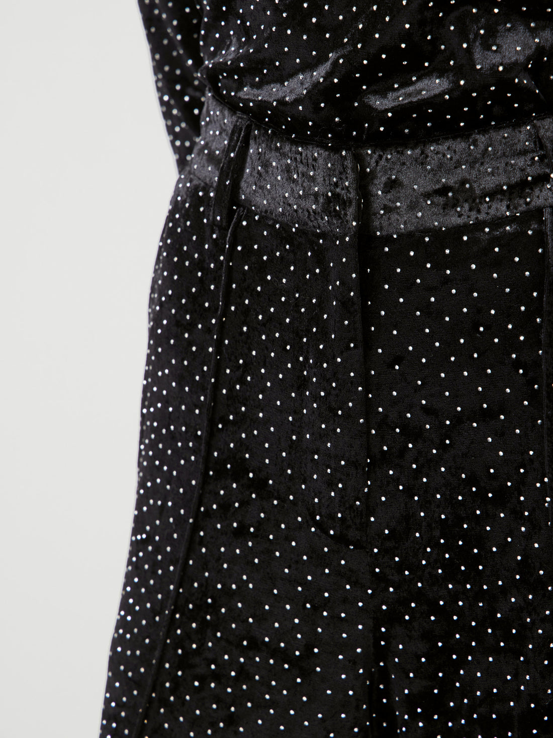 TILLIA Velvet Rhinestone Sparkle Trousers in Black
