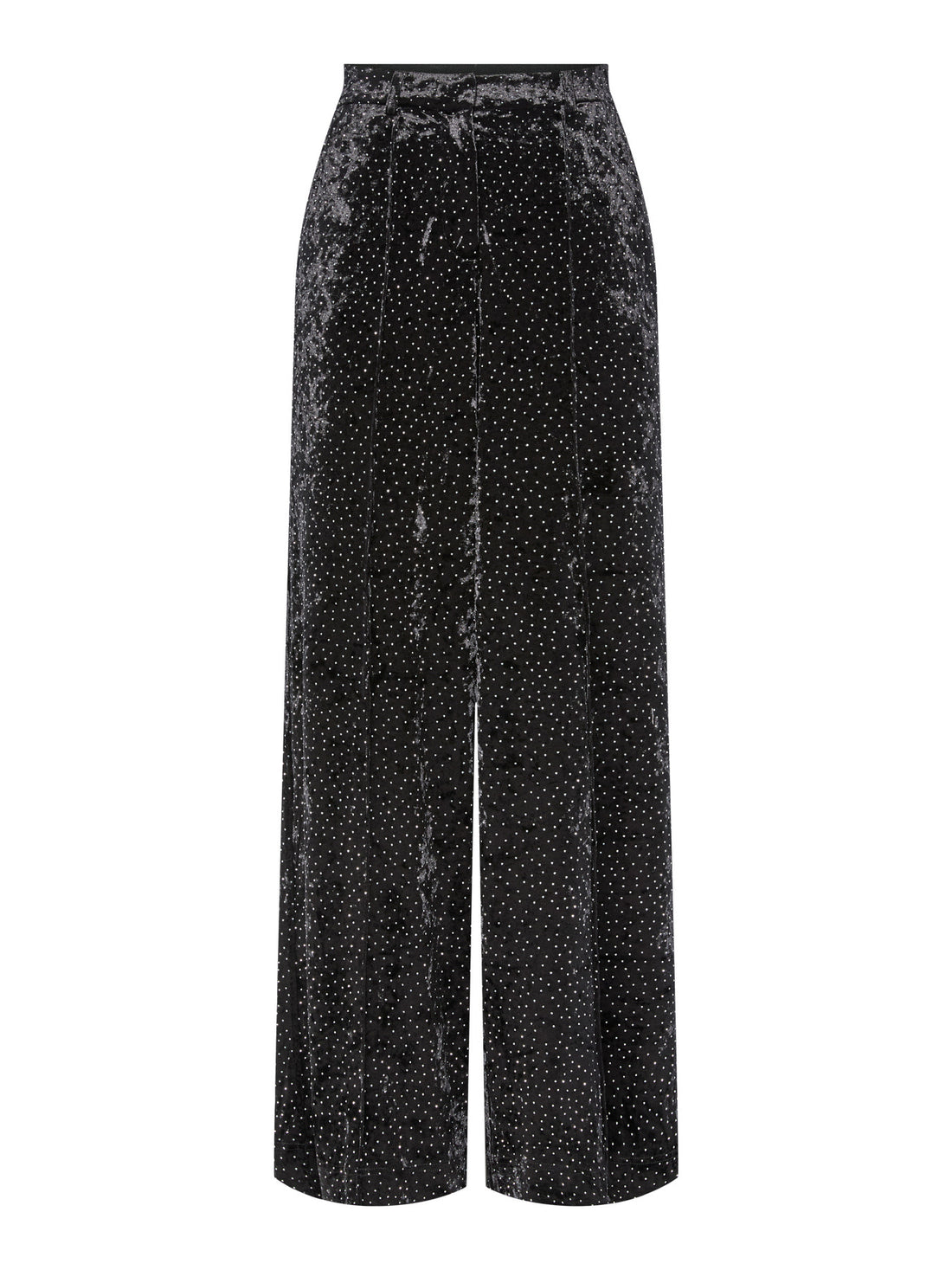 TILLIA Velvet Rhinestone Sparkle Trousers in Black