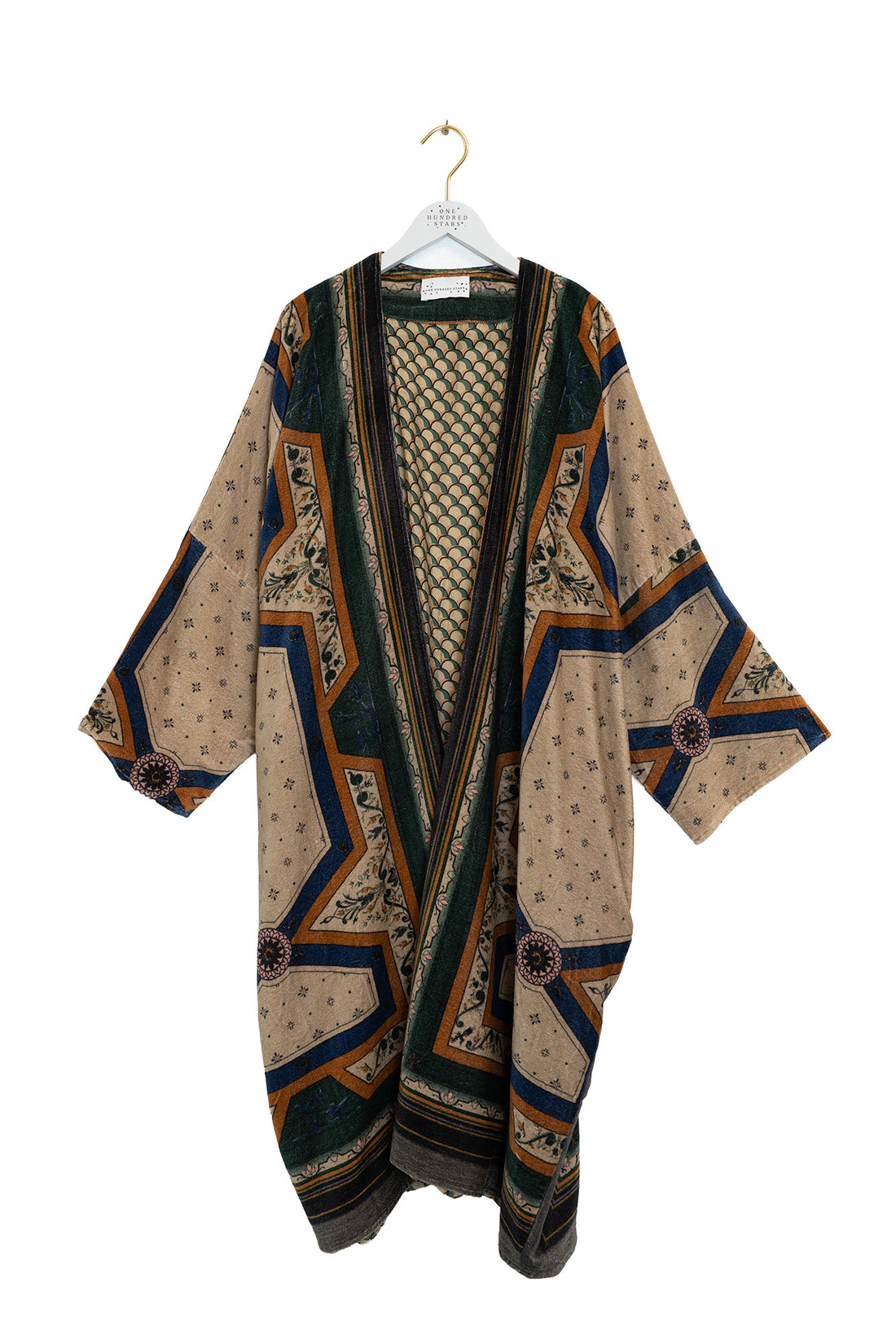 Velvet Grande Pocket Kimono in Fleur De Lys Grande Print - VGRFDLSAN