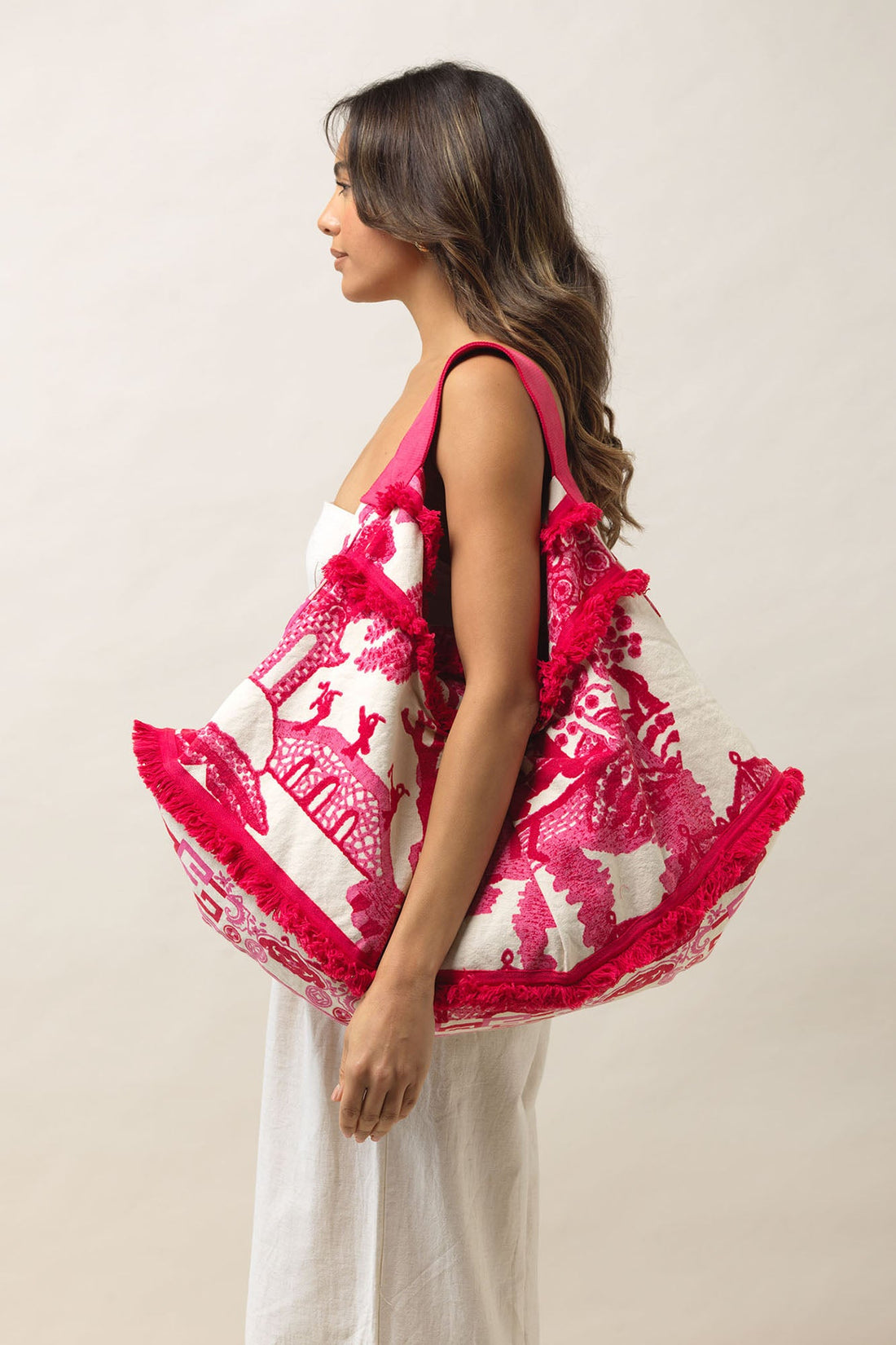 Large Slouch Bag in Giant Willow Fuchsia Pink - BSLGIWFUS