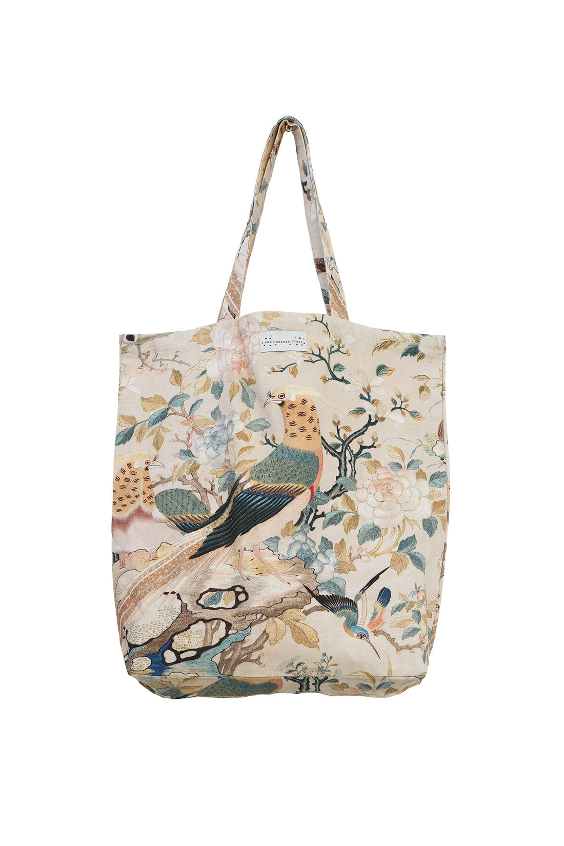 One Hundred Stars Large Canvas Shopper Bag in Hummingbird Nude - BAGHUMNUD