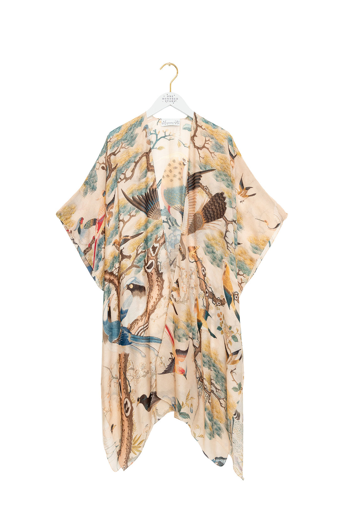 One Hundred Stars Lightweight Throwover in Nude Hummingbird Print - THRHUMNUD