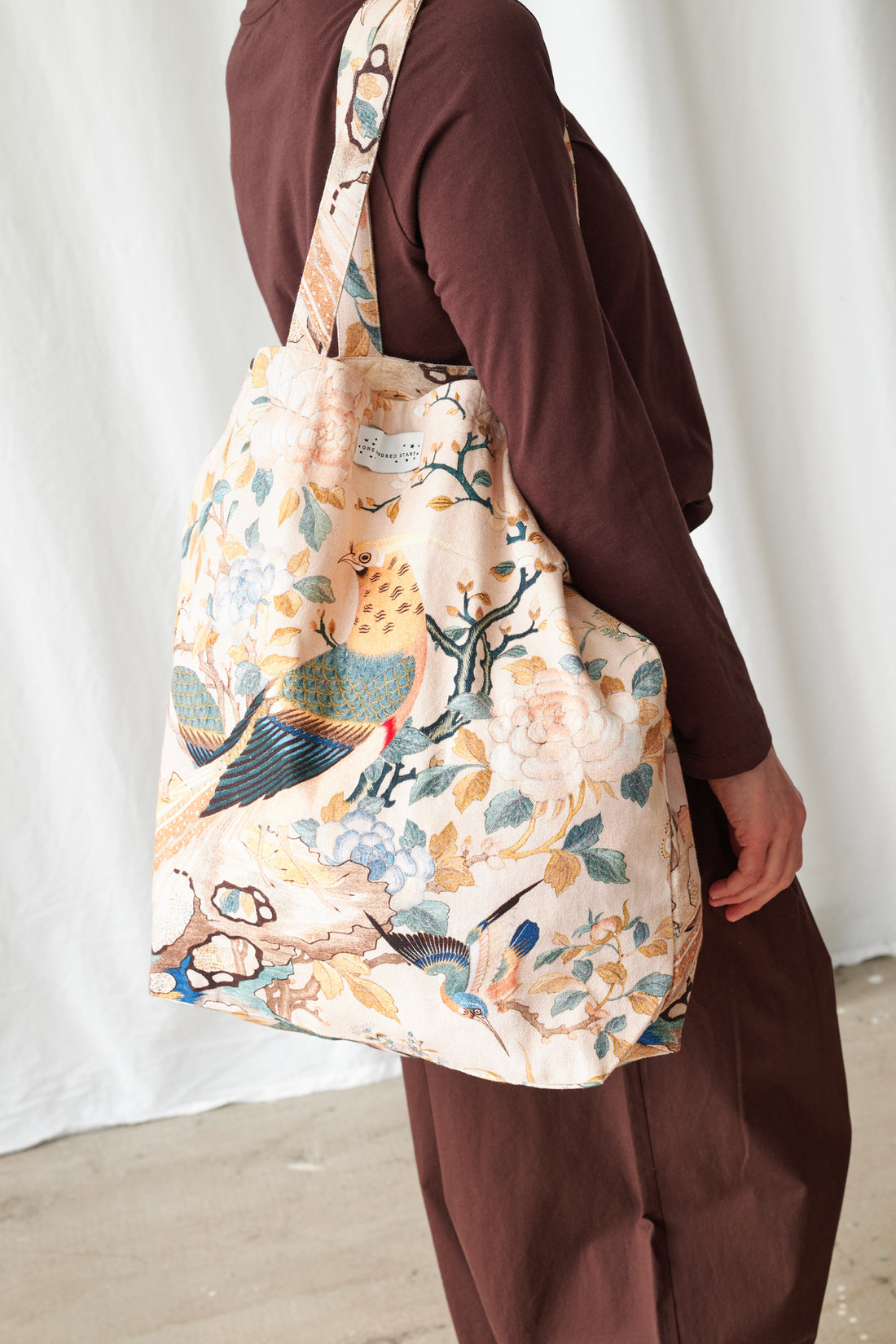 One Hundred Stars Large Canvas Shopper Bag in Hummingbird Nude - BAGHUMNUD