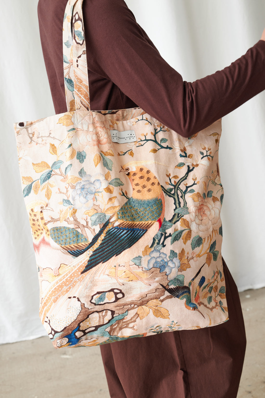 One Hundred Stars Large Canvas Shopper Bag in Hummingbird Nude - BAGHUMNUD